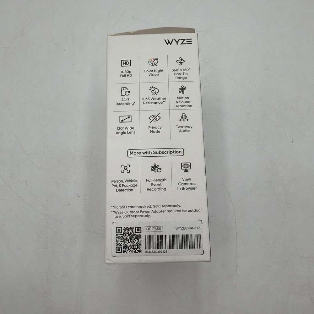 Wyze Cam Pan Indoor Outdoor Camera White WYZECPAN3 Open Box